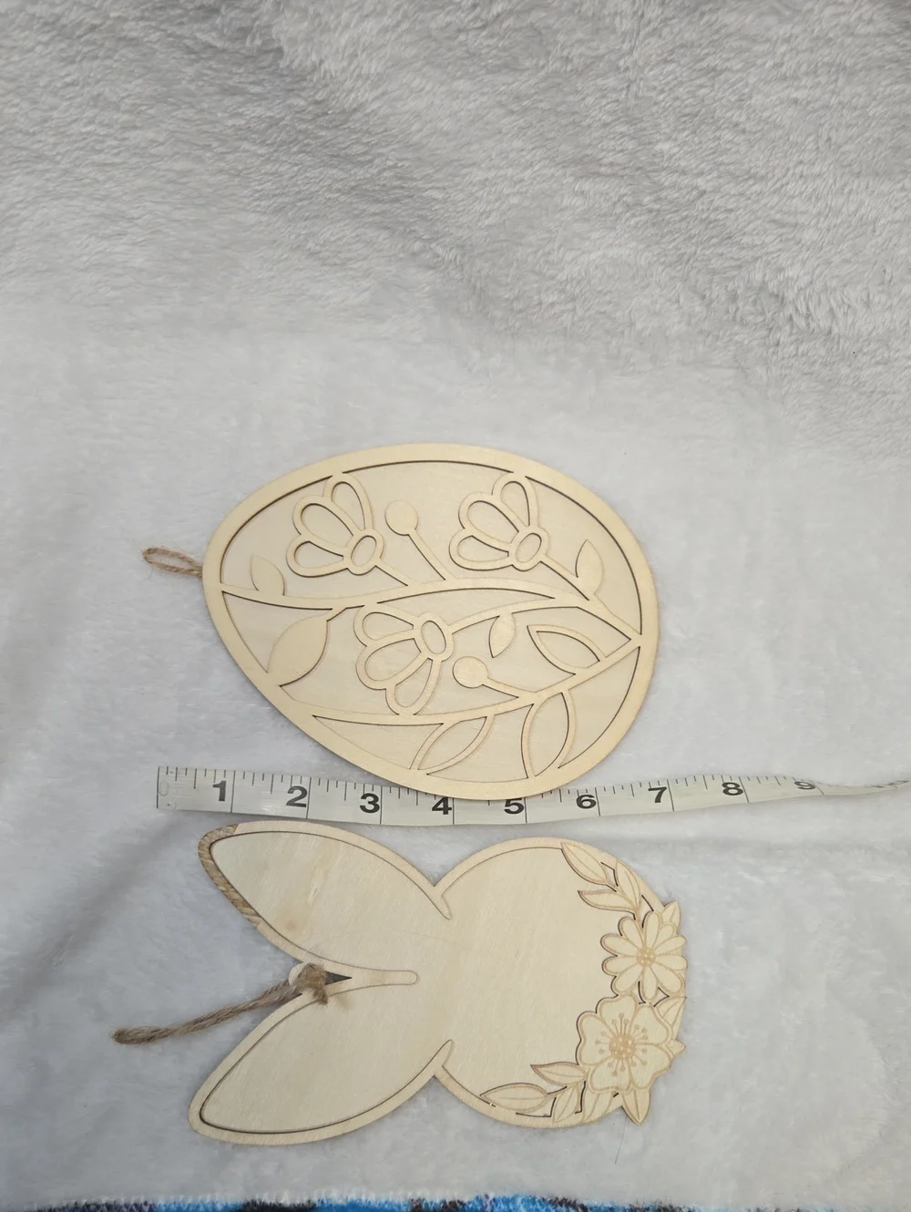 🌞Make Market 2pack  Neutral Wood Bunny & Egg Hanging Ornaments